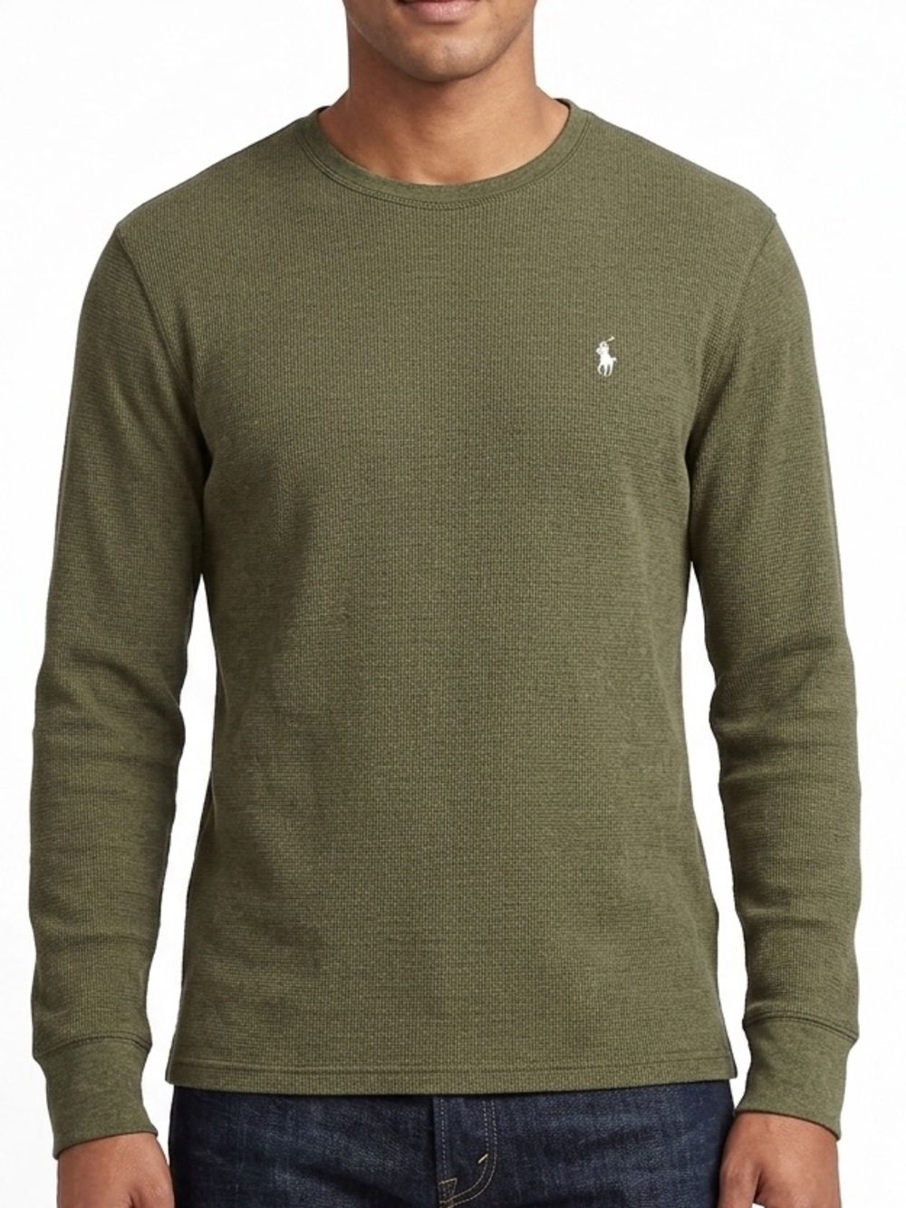 Ralph Lauren Olive Green Waffle Knit Long Sleeve Tee Men’s Medium